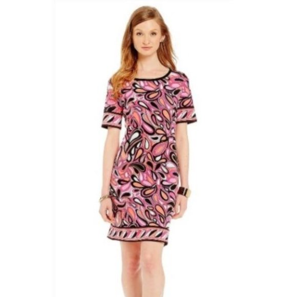 Michael Kors Dress Size 2P Plum Blossom Calabasas Paisley Sheath Jersey Knit - Picture 1 of 8